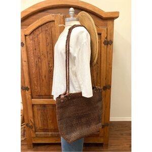 Vintage Woven Leather Large Tote Bag
